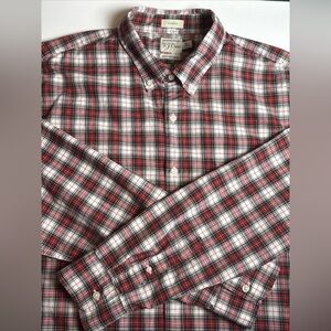 J Crew Shirt Mens XL Tartan Plaid Secret‎ Wash Button Up Red Cotton Holiday